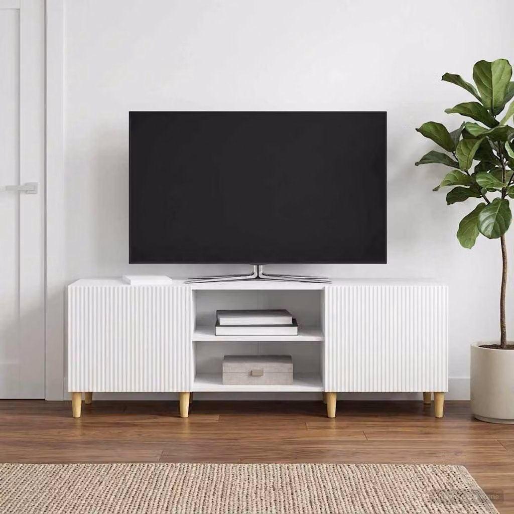 Mobile TV vidaXL Bianco Lucido in Legno MDF per Soggiorno L 150 x P 31 x H 50 cm