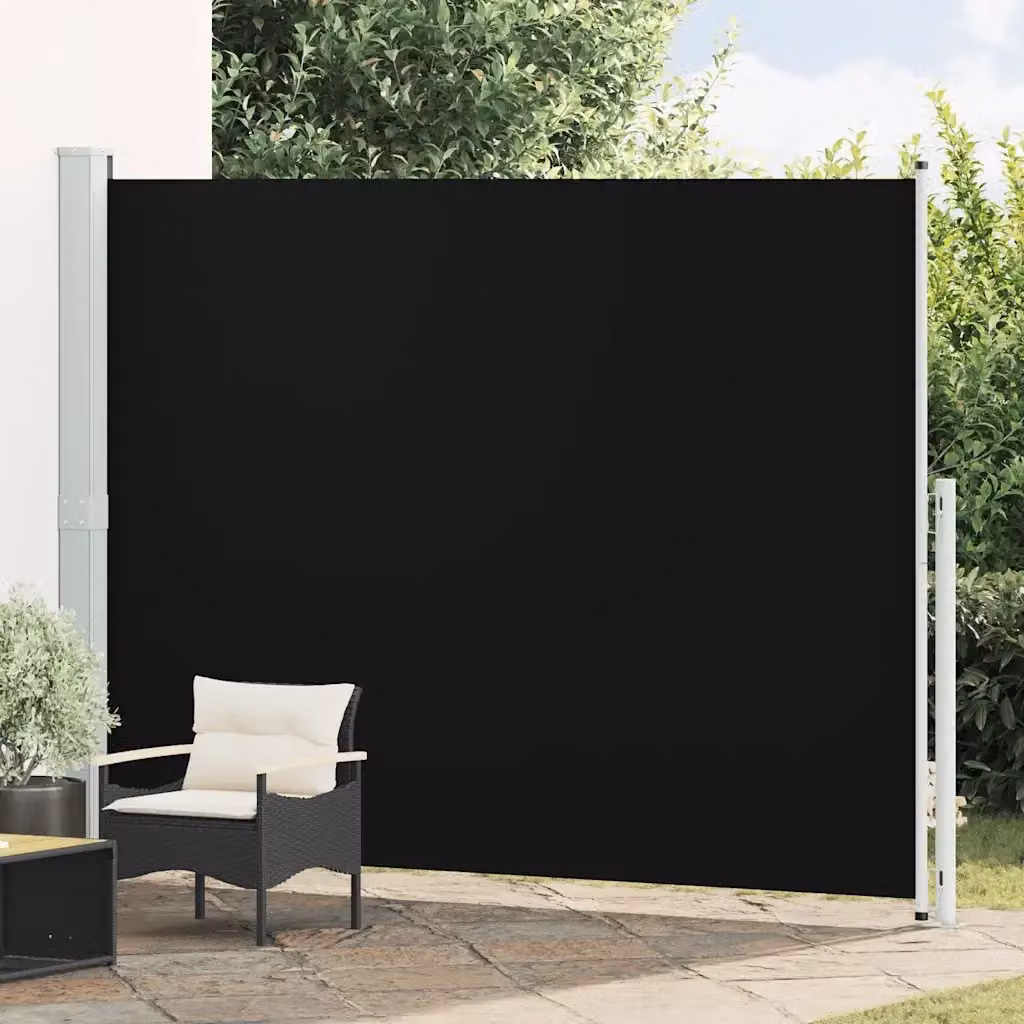 Tenda laterale retrattile per patio in poliestere e acciaio, montaggio a parete, L: 300 cm, H: 220 cm, colore nero e grigio – 2