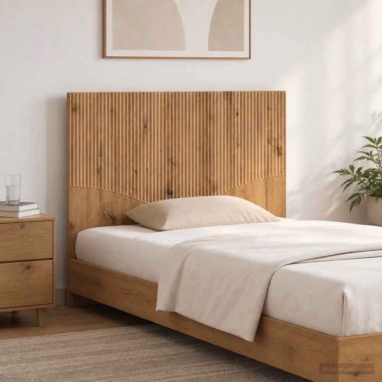 Testiera da muro vidaXL HOORN in legno ingegnerizzato color rovere con mensola integrata
