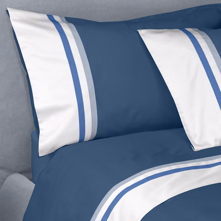 KUBRIC 60 Completo lenzuola - Taglia: 2 piazze,Colore: KUBRIC 60 - BLU/OFF-WHITE