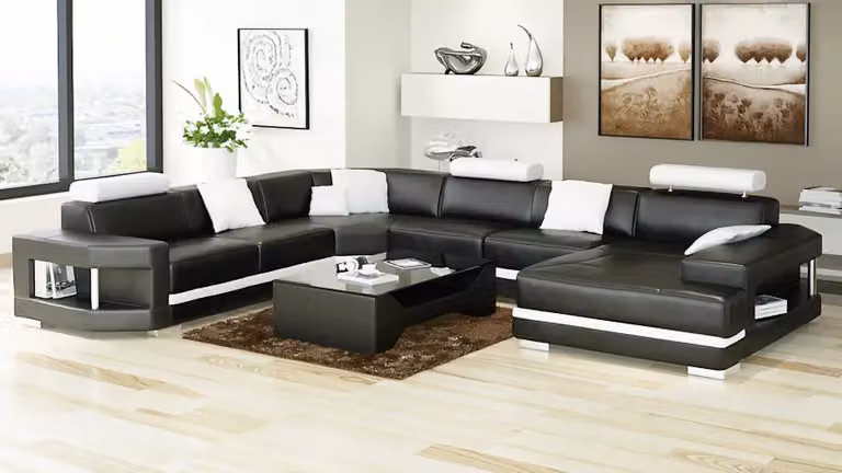 Design Moderne Wohnzimmer Ecksofa Möbel Eckcouch Lederpolster Couch Sofa U-Form