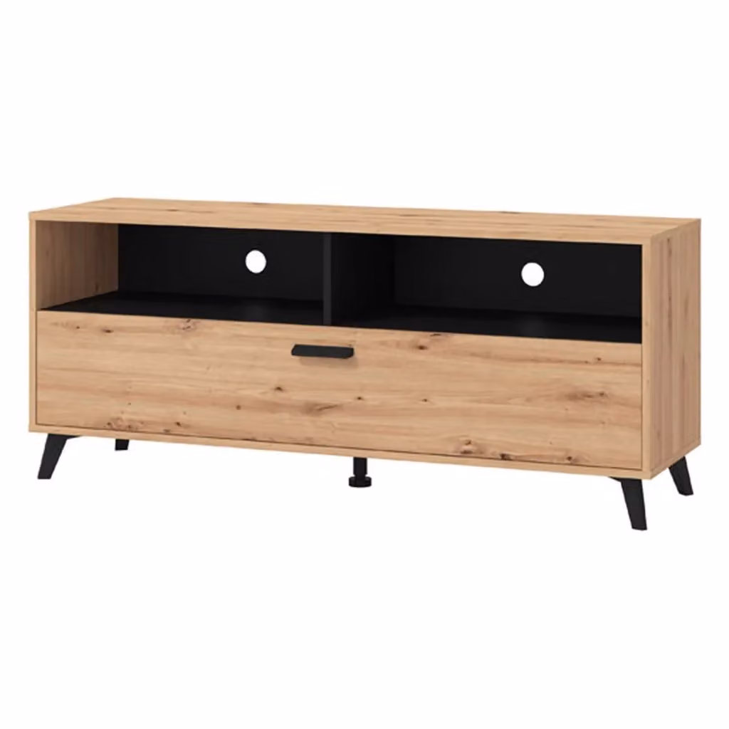 DMORA Mobile Porta TV Platania con 3 Ripiani in Rovere Nodi Marrone L: 137.5 cm, P: 40 cm, H: 57.5 cm – 2