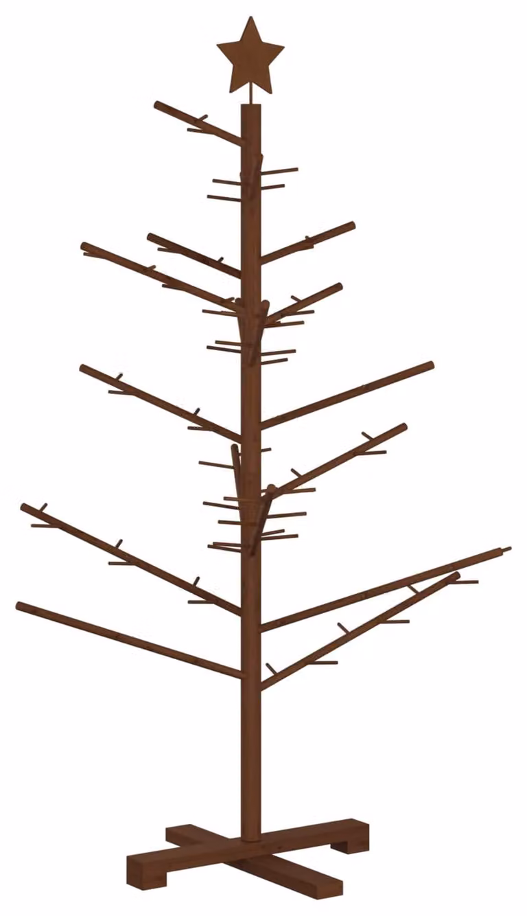 Albero di Natale in legno, altezza 125 cm, realizzato in bambù e legno massello di pino