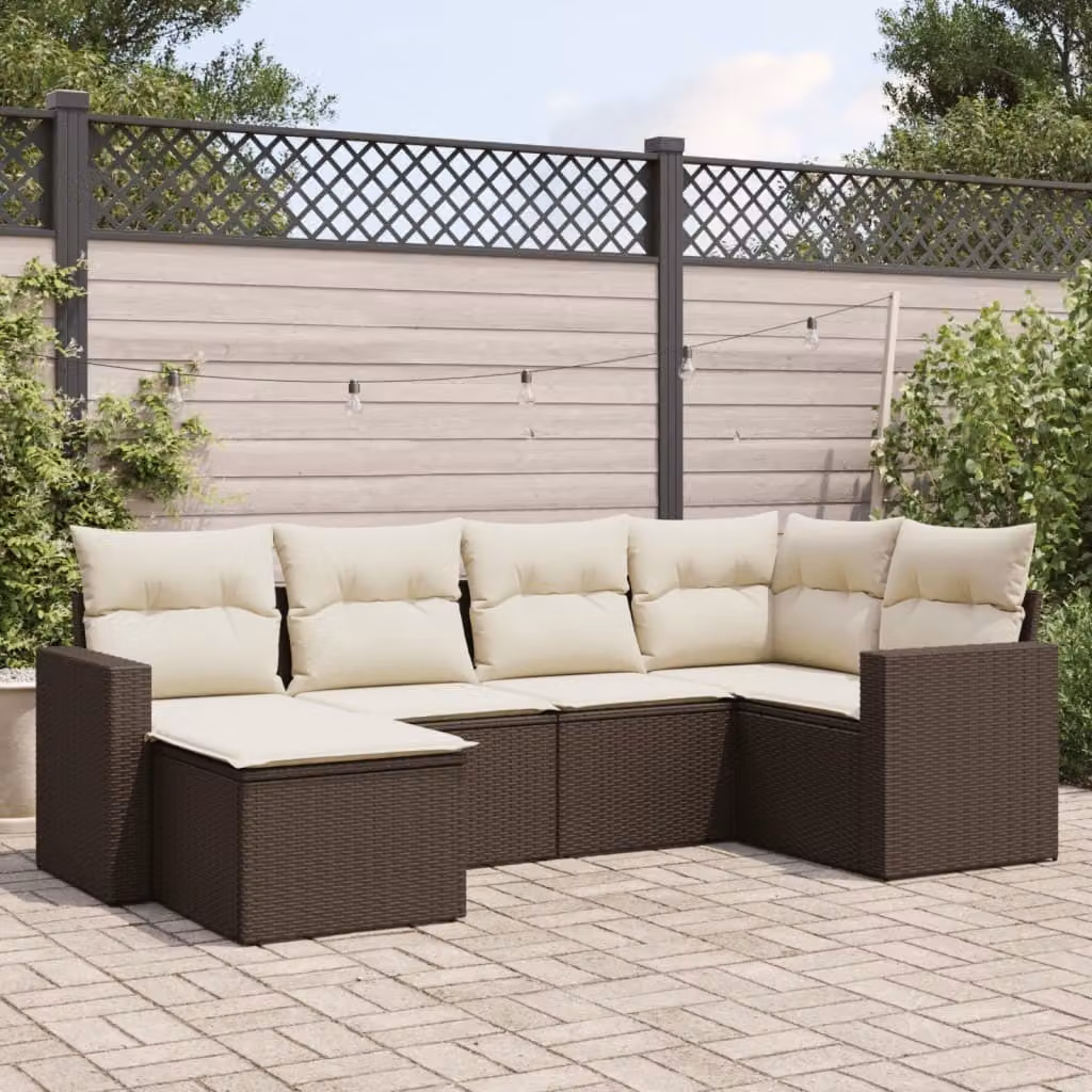 Maison Exclusive - Set Divano da Giardino 6 pz con Cuscini Marrone in Polyrattan