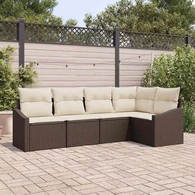 Set di divani 5 pz Marrone polyrattan 3346718