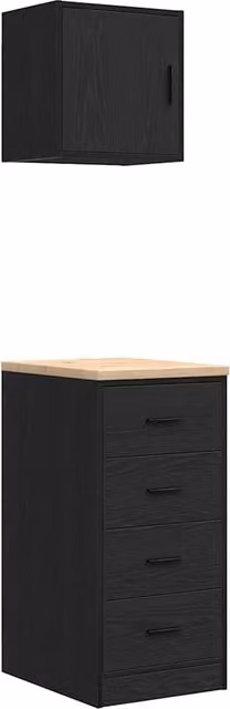 Set di 2 armadietti per garage 40 x 51 x 85 cm e 40 x 30 x 41 cm pratica superficie di lavoro stile moderno in legno multistrato nero 02_0055806
