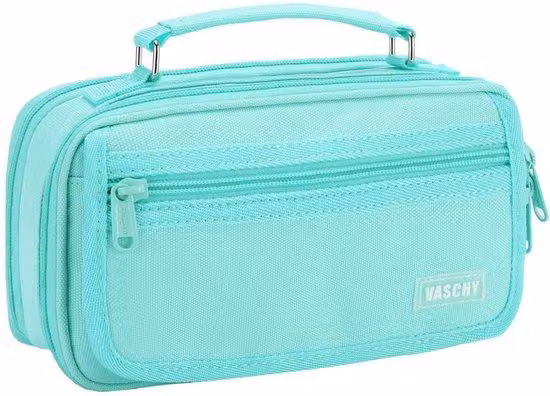 Grande borsa multiuso e da lavoro per bambini e adulti, con 3 scomparti con cerniera, in turchese, ideale per la scuola e il lavoro.