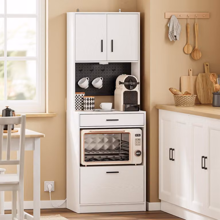 SoBuy Mobile stretto con cassetti Mobile contenitore con ante Bianco Stile scandinavo FSB98-E-WG