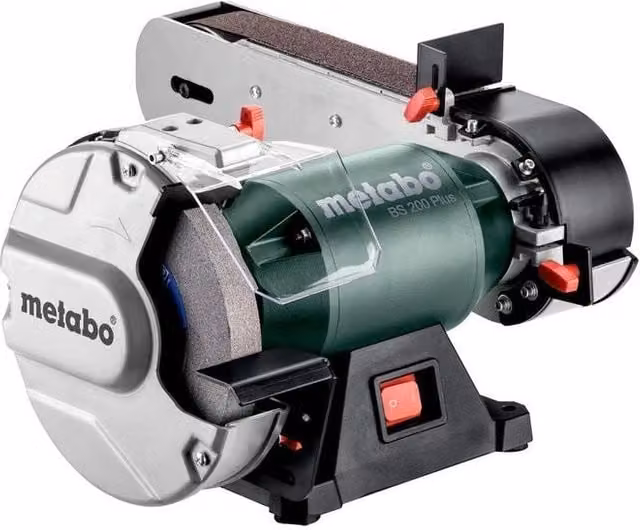 Metabo BS 200 PLUS Levigatrice Combinata a Nastro da Banco 600W 2980 rpm con Mola 200mm e Nastro 50x1000mm Colore Nero Verde Grigio