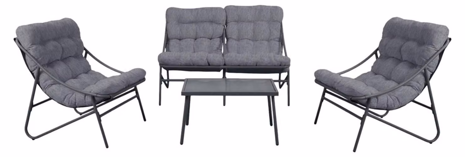 Set da giardino raumhirsch VIBE, composto da 4 elementi: divano, 2 poltrone e tavolo. Arredamento da giardino, gruppo salotto, mobili per terrazza, set da esterno