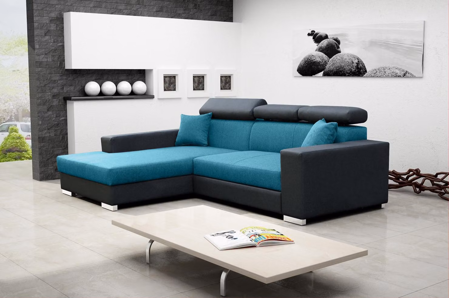 Sofa Schlafsofa Designer Sofa mit Bettfunktion + Bettkasten Ecksofa Couch