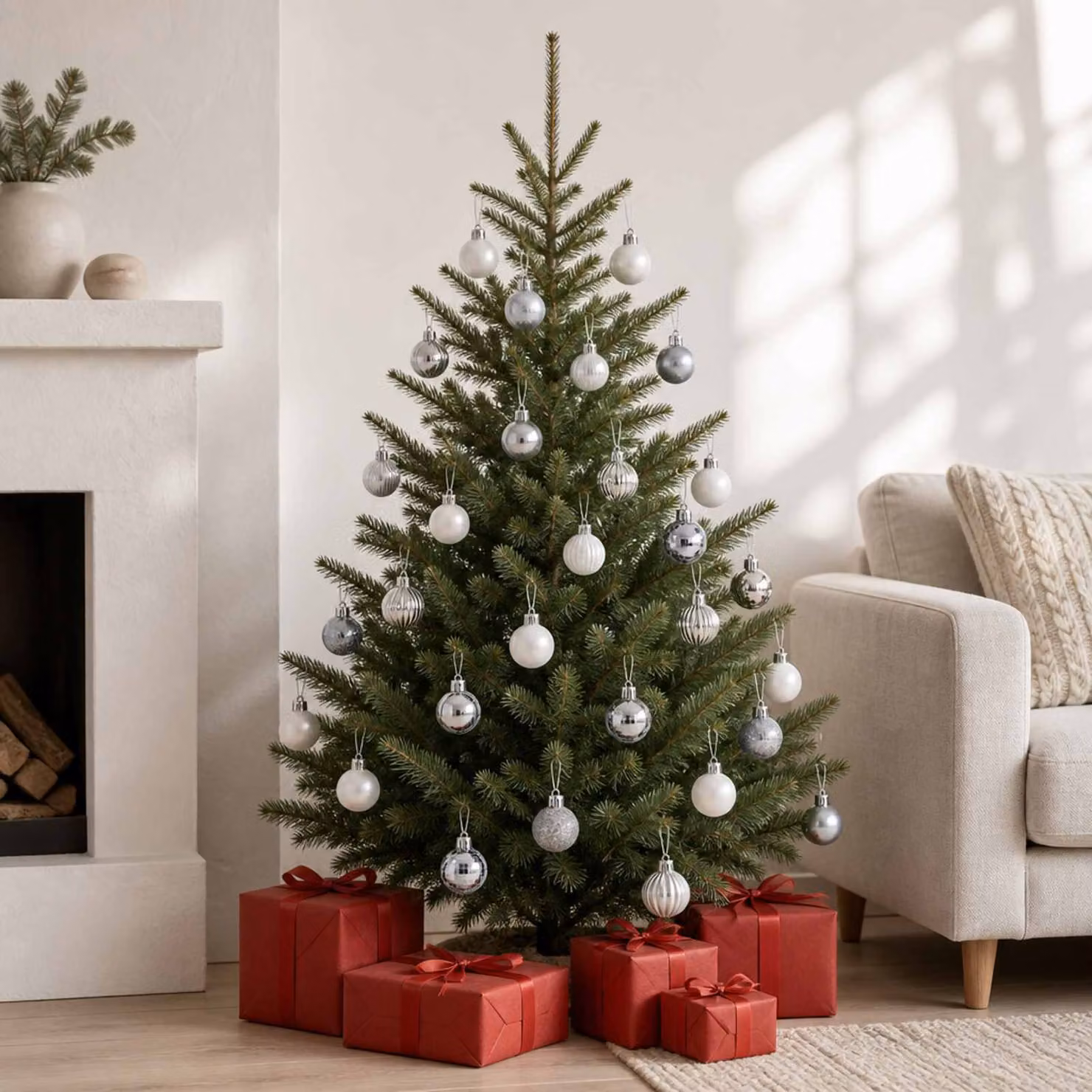vidaXL Set di Palline di Natale 150 pz Bianco e Grigio 3 cm