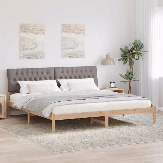 Letto con Testiera Rivestita-Struttura Letto con Testiera Marrone 200 x 200 cm 811675