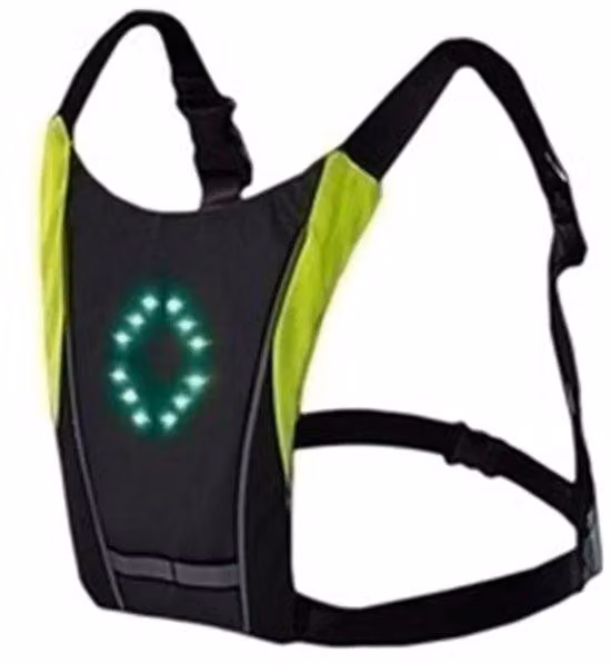 Gilet riflettente per ciclisti ed escursionisti - Sicurezza - Visibilità - con telecomando - Notte - Giorno - Nero