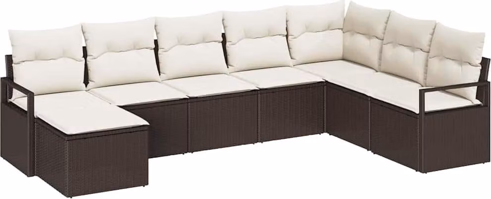Set di divani con cuscino 8 pcs Marrone polyrattan