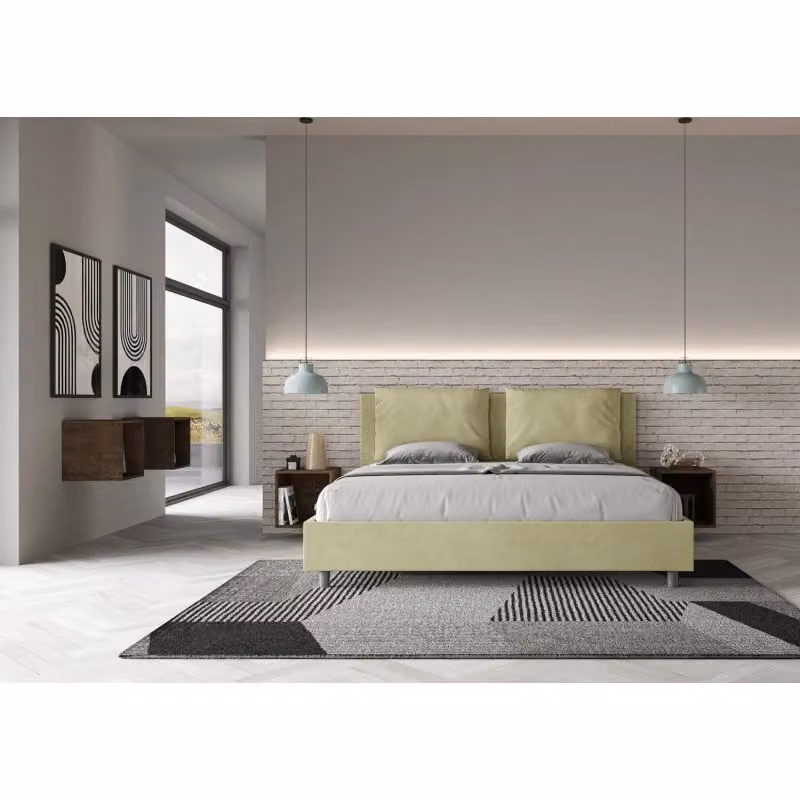 Letto matrimoniale imbottito Antea Ityhome in microfibra verde L: 170 cm, P: 210 cm, H: 110 cm – 2