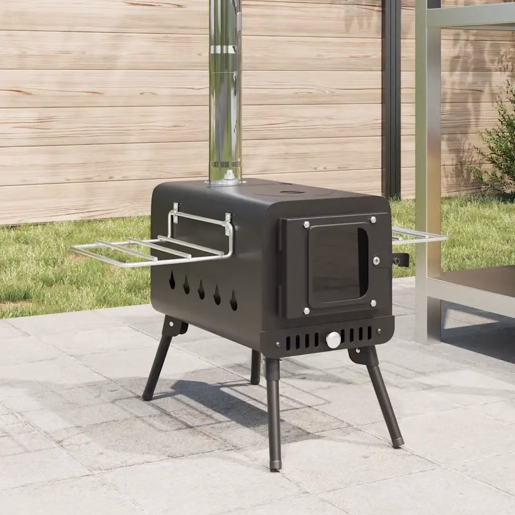 Stufa a Legna da Tenda DESIGN IN in Acciaio Nero con Gambe Pieghevoli CFW5864980 – 2