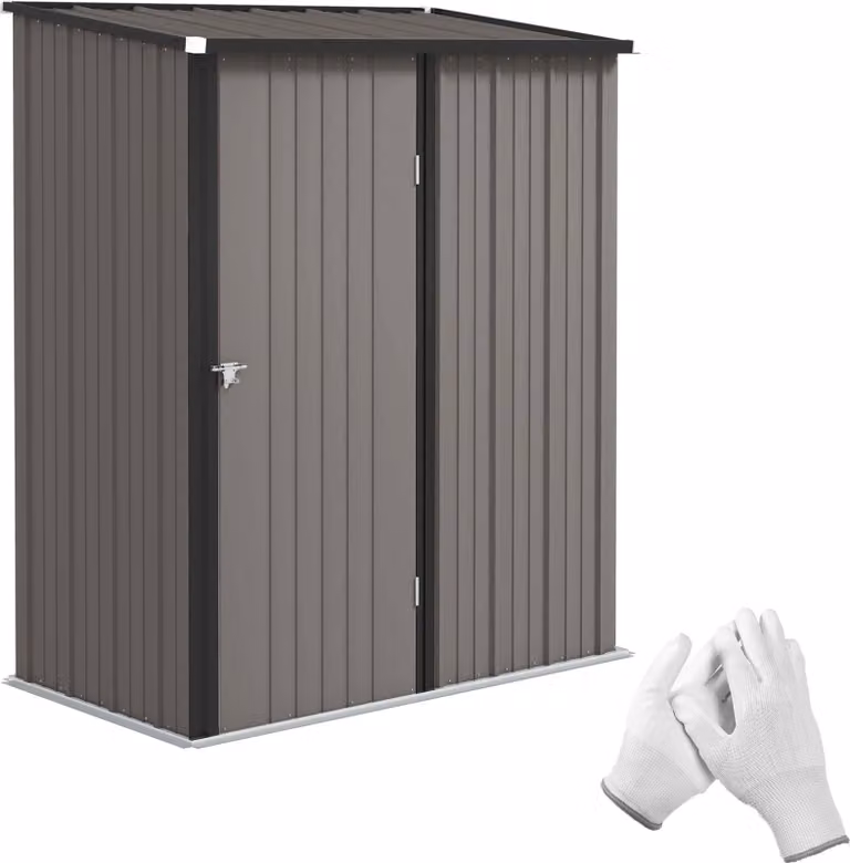 Capannone in metallo per esterni, porta con serratura, 161,5 x 94,5 x 196 cm