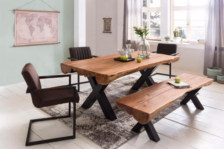 Tavolo da pranzo 200 x 100 x 77 cm in acacia stile casa di campagna