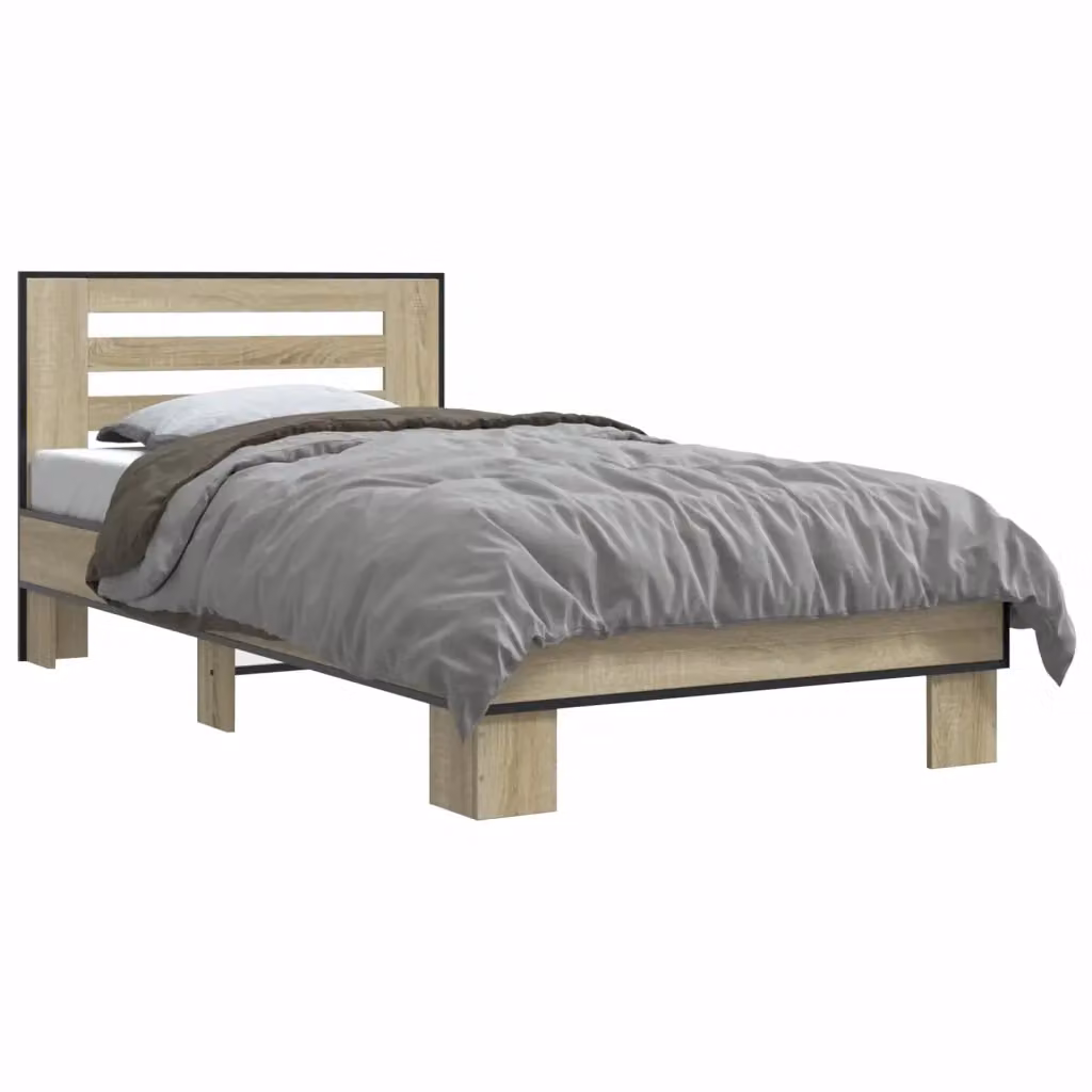 Struttura letto con testata in Rovere Sonoma marrone L: 80 cm, P: 200 cm, H: 83 cm – 2