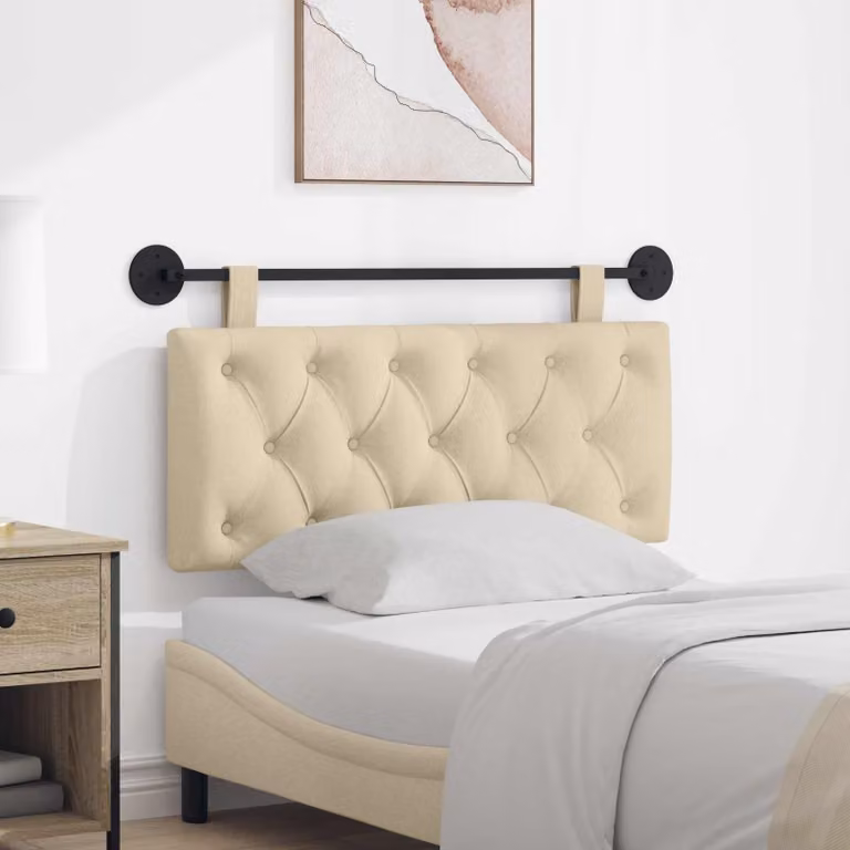 Testiera sospesa moderna vidaXL in tessuto beige L: 110 cm, H: 55 cm, P: 7 cm