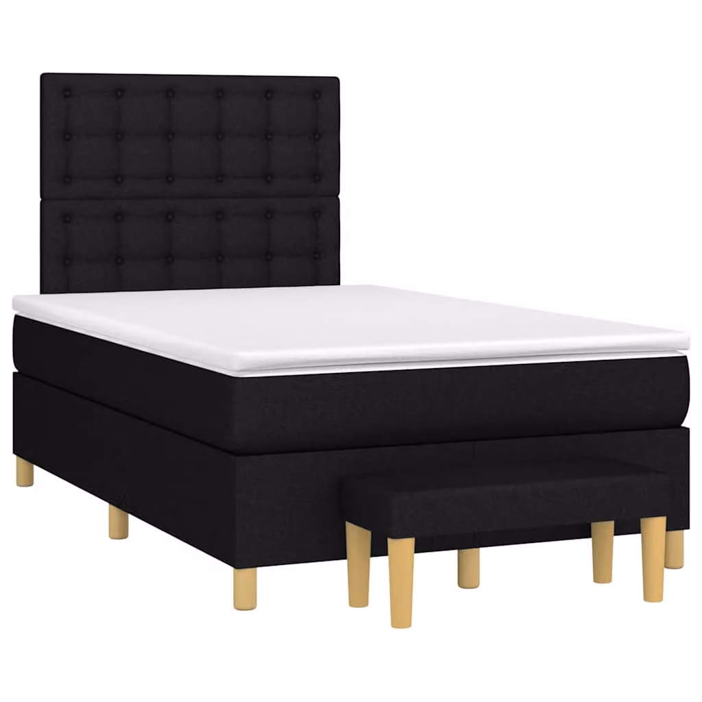 vidaXL Giroletto a Molle con Materasso Ibrido in Tessuto Nero e Bianco L/P/H: 120 x 200 x 123 cm