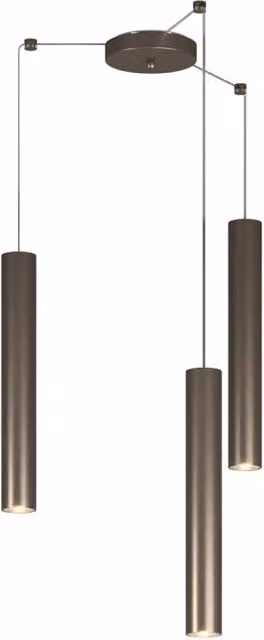 Lampadario Industrial-Minimal Xeana Metallo Bronzo 3 Luci Gu10