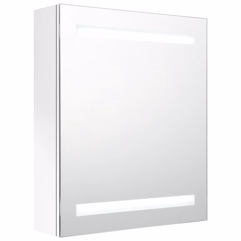 Armadietto Bagno con Specchio e LED Bianco Lucido 50x14x60 cm