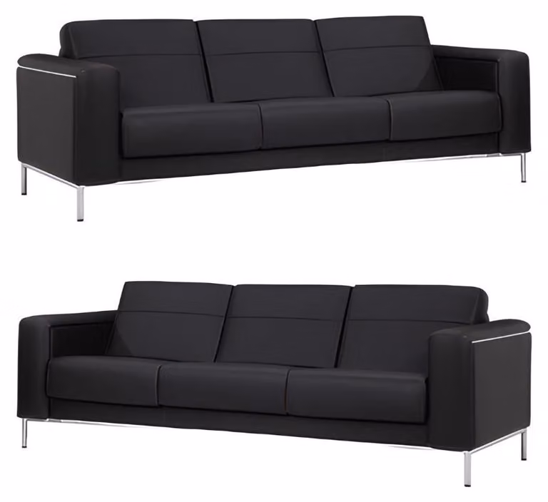Sofa 3-Sitzer Polster Designer Couchen 2x Sofas 3-Sitzer Leder Garnitur
