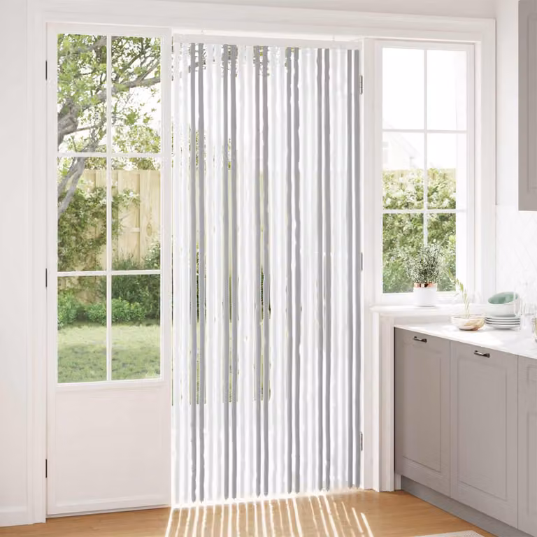 Tenda per insetti vidaXL in chenille a righe Grigio chiaro e bianco