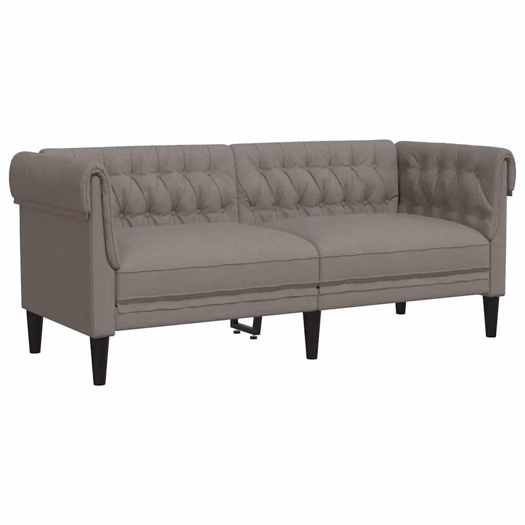 Divano Chesterfield a 2 Posti vidaXL in Tessuto Beige o Grigio L: 182.5 cm, P: 74.5 cm, H: 74.5 cm – 2