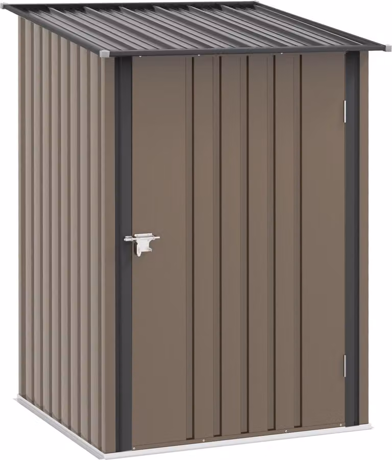 Moonbite, capanno da giardino di 0,92 m², con tetto a falda, armadietto da esterno zincato e con serratura, dimensioni 100 x 103 x 160 cm, ideale per organizzare terrazza e balcone, realizzato in acciaio, colore marrone