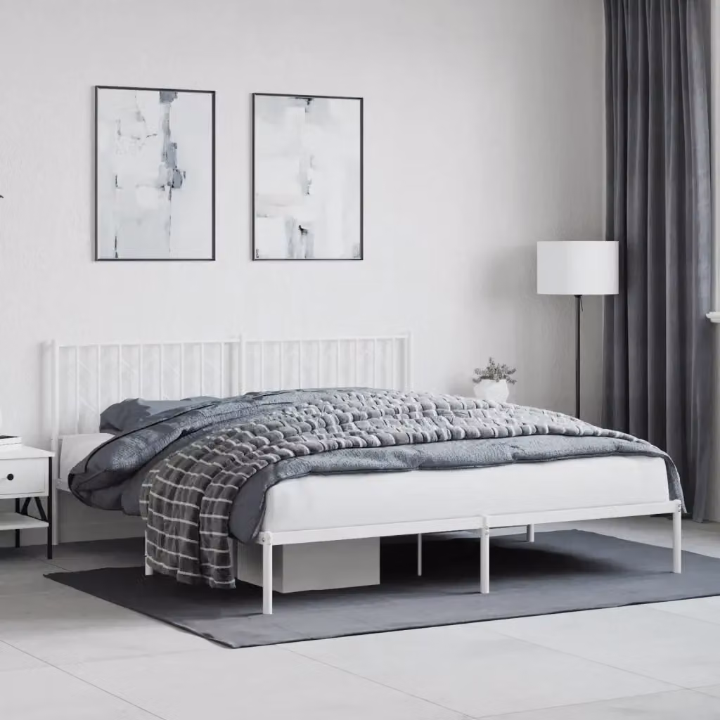Letto matrimoniale con testiera in metallo bianco Design In L/P/H: 187 x 90 x 219 cm – 2