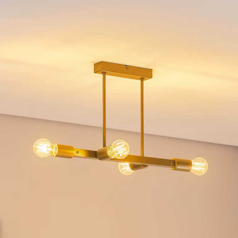 Plafoniera soffitto Eliza Lamkur, dimmerabile, Ottone / Oro, Soggiorno / Sala da pranzo, Metallo, Moderno, Plafoniera