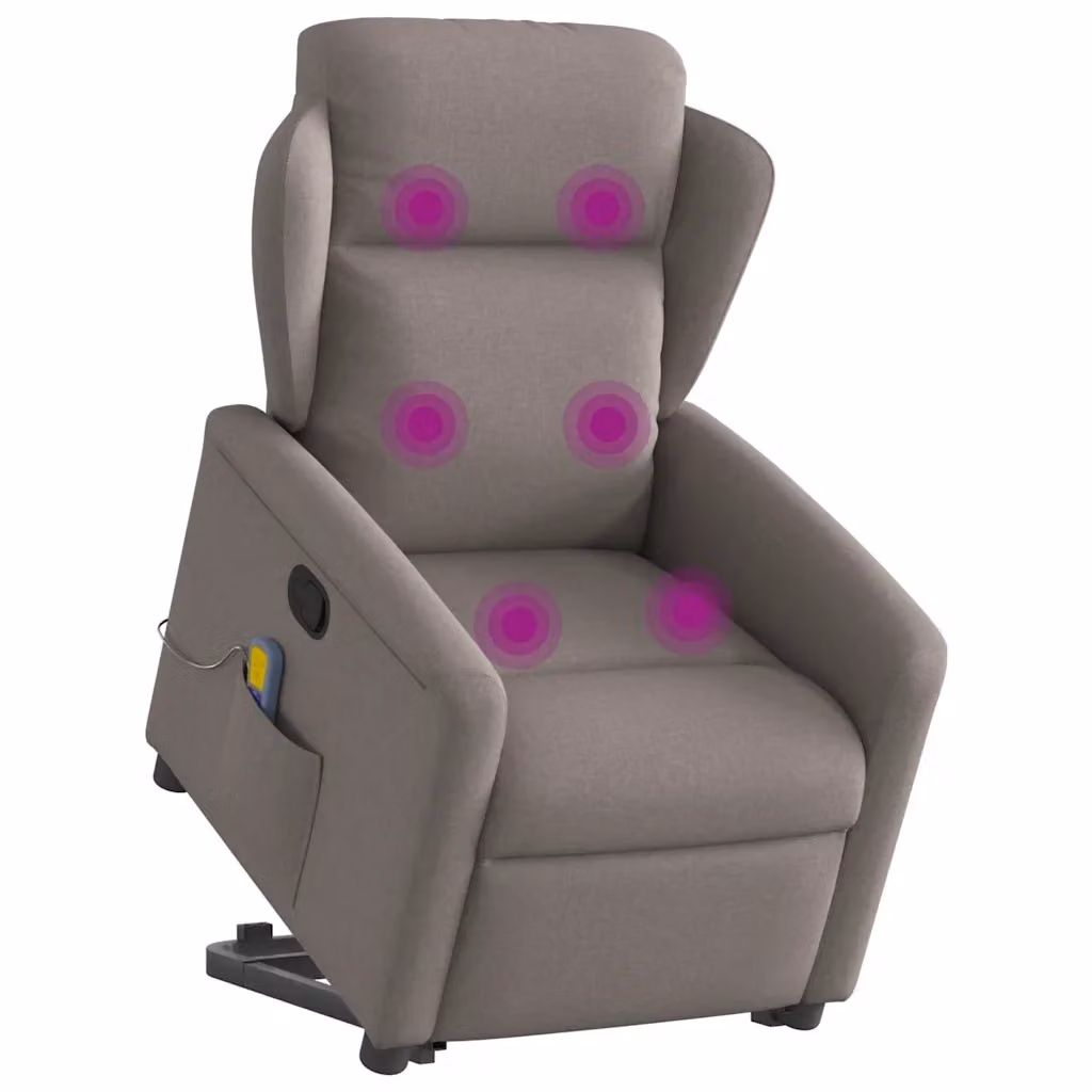 Poltrona Alzapersona Reclinabile con Assistenza Elettrica vidaXL in Tessuto Beige e Grigio con Braccioli per Senior – 2