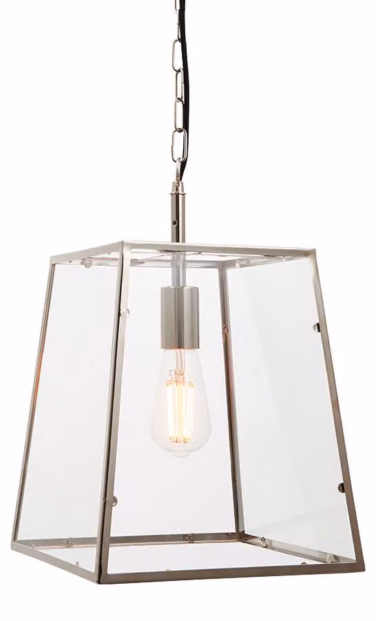 Lampada a sospensione a lanterna HURST nichelata 1xE27x40W vetro, dimensioni: 144x27,5x27,5 cm IP20 Endon