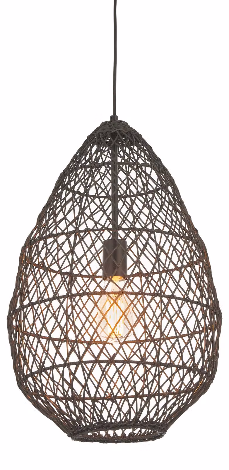 Lampada a sospensione Pimva | 1 lampadina | 10 W E27 | Rattan/metallo