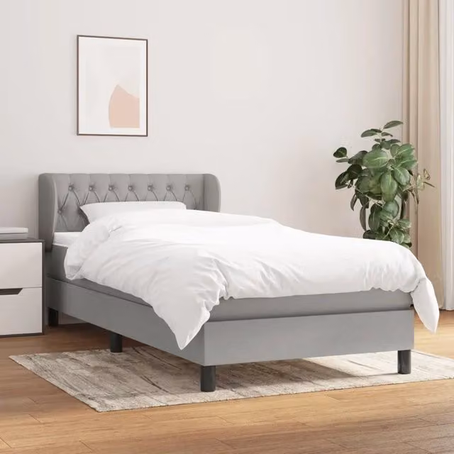 Letto Ibrido con Giroletto a Molle e Materasso vidaXL in Grigio e Bianco, L/P/H: 90 x 190 x 25 cm – 1
