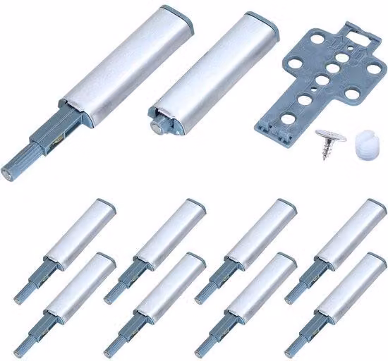 Uniqoos® Set da 10 pezzi di aperture magnetiche per ante di armadi – apertura senza maniglie, ideale per cucine e armadi, con corpo in acciaio inossidabile e base in ABS, completo di accessori per il montaggio