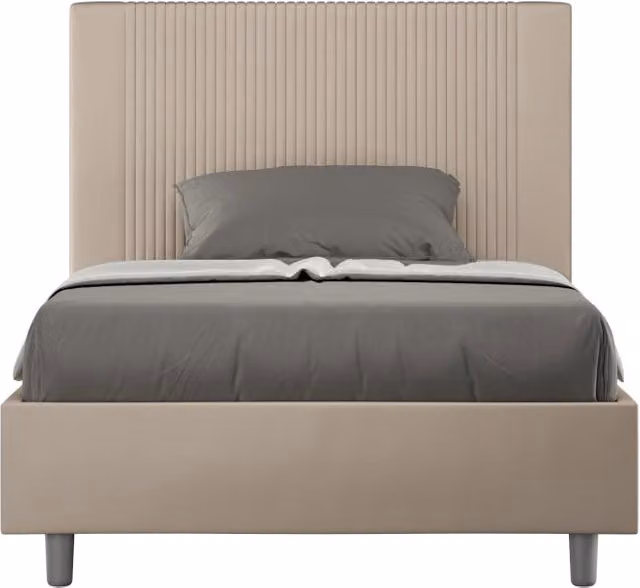 Letto Matrimoniale Moderno GIORDANOSHOP Beige con Struttura Imbottita e Decorazione a Righe L/P/H: 200 x 200 x 122 cm – 1