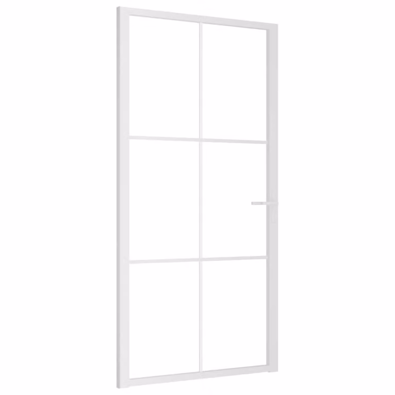 Porta Interna 102,5x201,5 cm Bianca in Vetro ESG e Alluminio