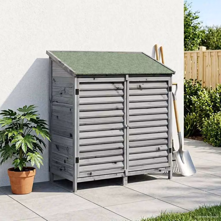 vidaXL Mobile Low Cabinet in Legno Grigio L: 106 cm, P: 56 cm, H: 113,5 cm