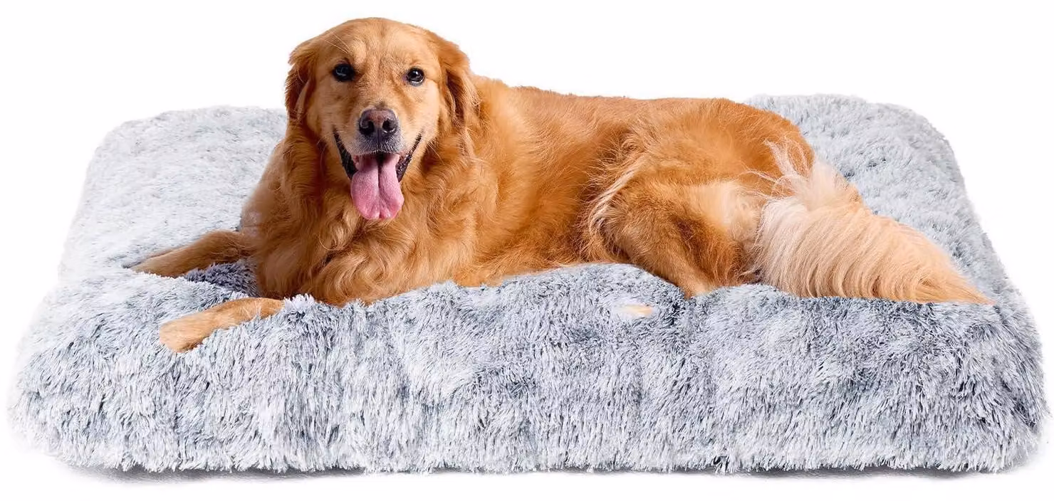 Cuccia per cani XL, morbida e pelosa, 112x85 cm, grigia, lavabile, antiscivolo
