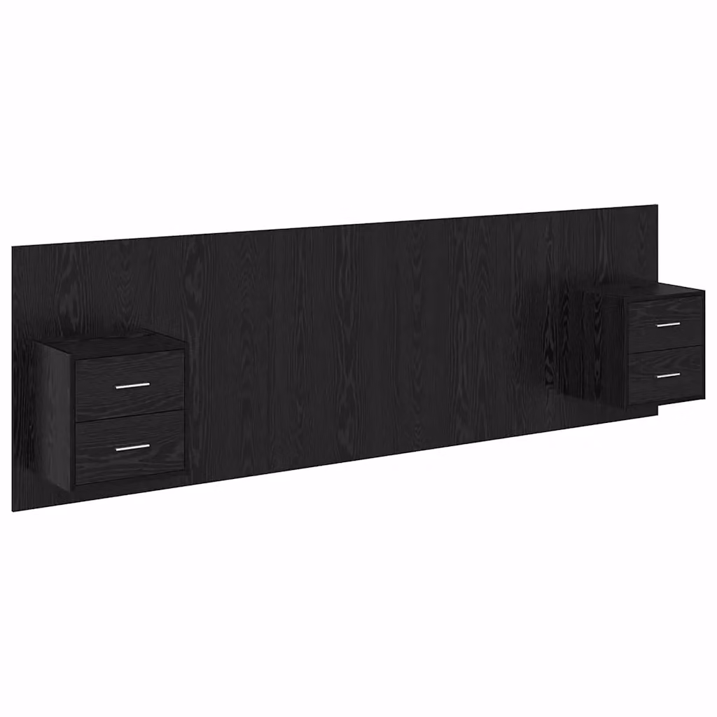 Set di 3 pezzi Testata con Comodini integrati vidaXL in legno ingegnerizzato nero opaco L: 257 cm, H: 80 cm, P: 39,36 cm – 2