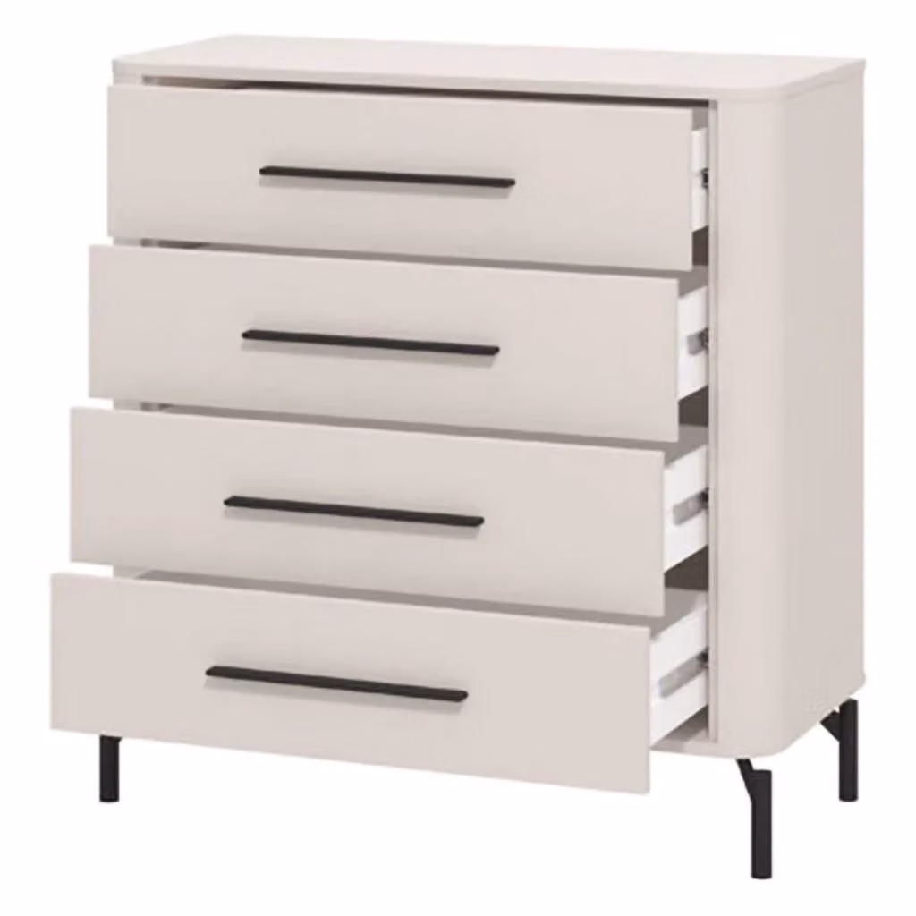 Cassettiera moderna DMORA con 4 cassetti in MDF, Bianco opaco, L: 90 cm, P: 42,5 cm, H: 94 cm – 2