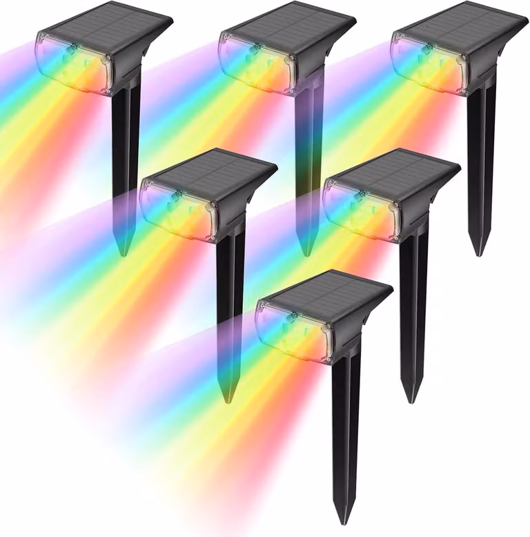 Set di 6 luci solari RGB, grado di protezione IP67, con 8 colori e modalità arcobaleno