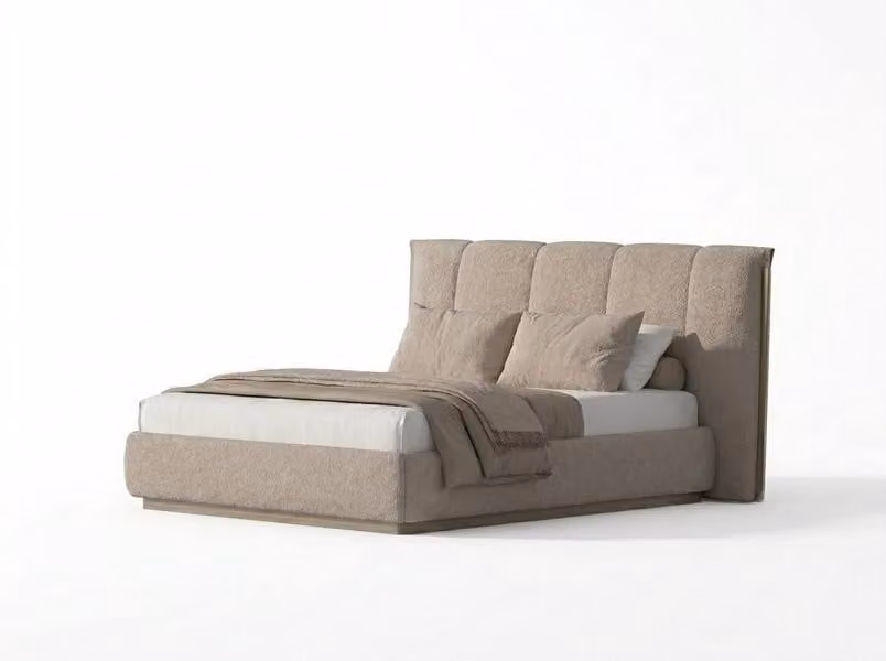 Camera da letto, letto matrimoniale, stile moderno, colore beige