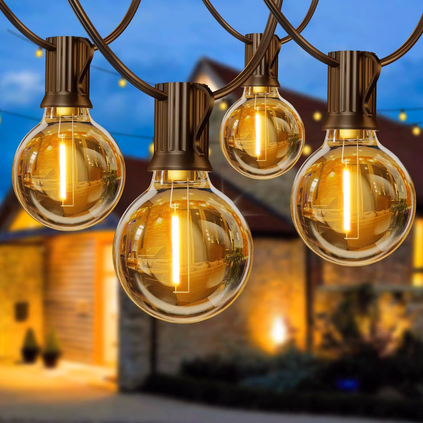 Catena luminosa da 8,2 metri, con lampadine LED G40 (12+1), grado di protezione IP65, adatta per uso esterno