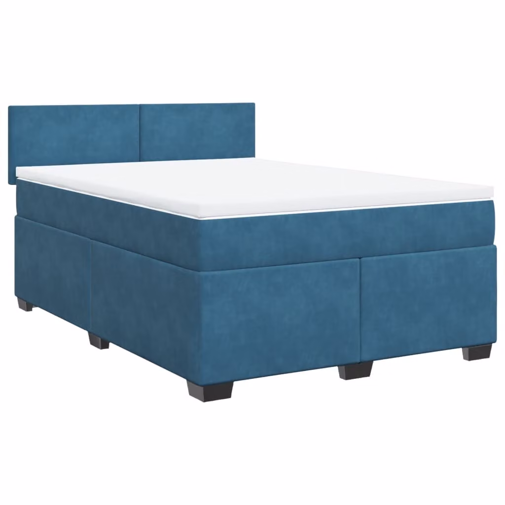 Giroletto a Molle con Materasso Blu Scuro 140x190 cm in Velluto