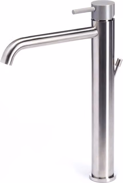 Rubinetto Miscelatore Monocomando Lavabo Alto in Acciaio Inox Maniglia Roccia